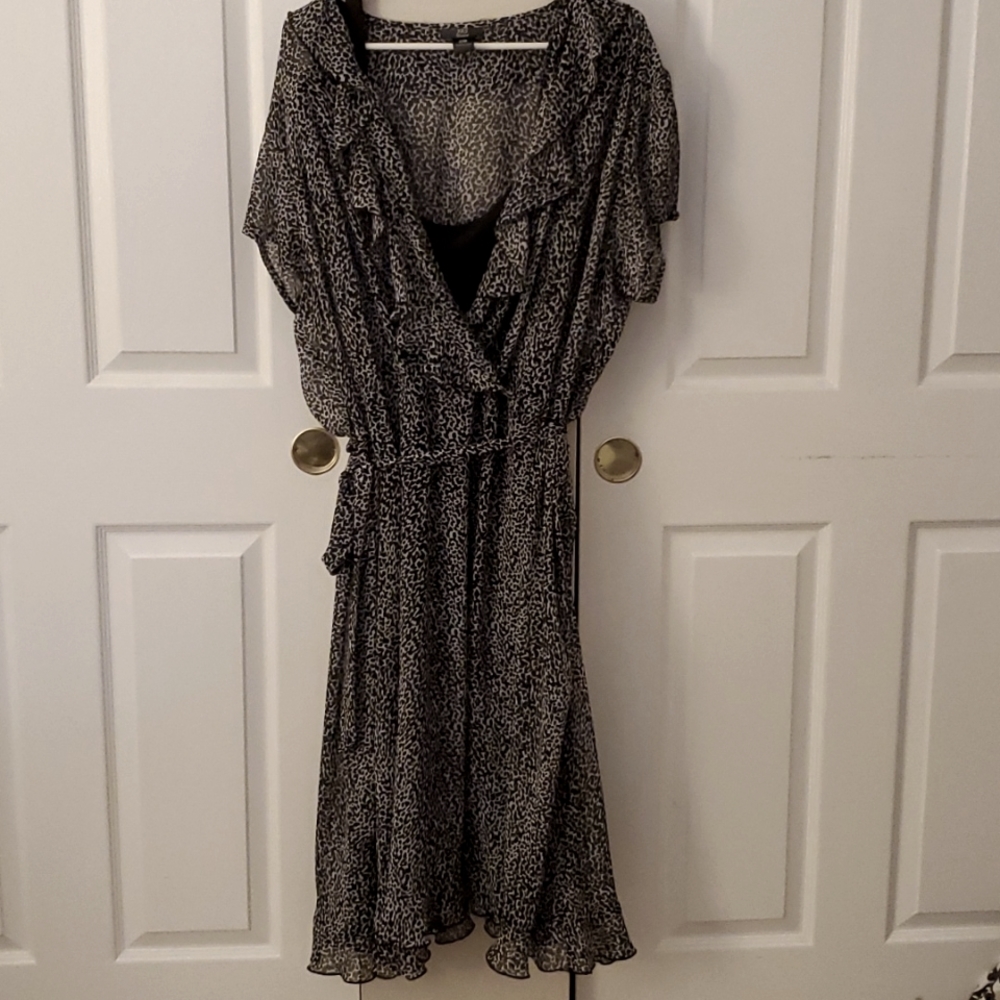 Black and white animal print wrap dress 22w